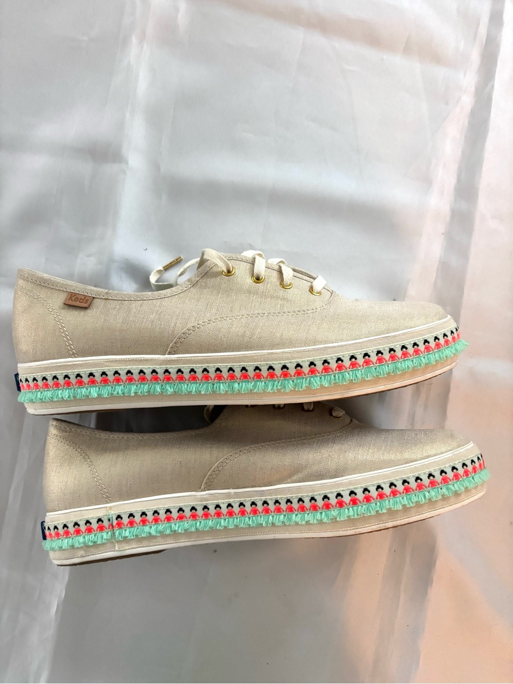 NWOT Keds iridescent Gold triple decker Hulu Foxing Tassel Trim Sneakers SZ 10 - Picture 5 of 15